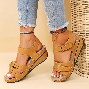 Orthopedic Wedge Sandals for Women Summer Dressy, Open Toe Ankle Strap Casual Platform Sandals Strappy Low Wedges Slip on Sandals Beach Sandals Dress Shoes Comfortable Outdoor Shoes