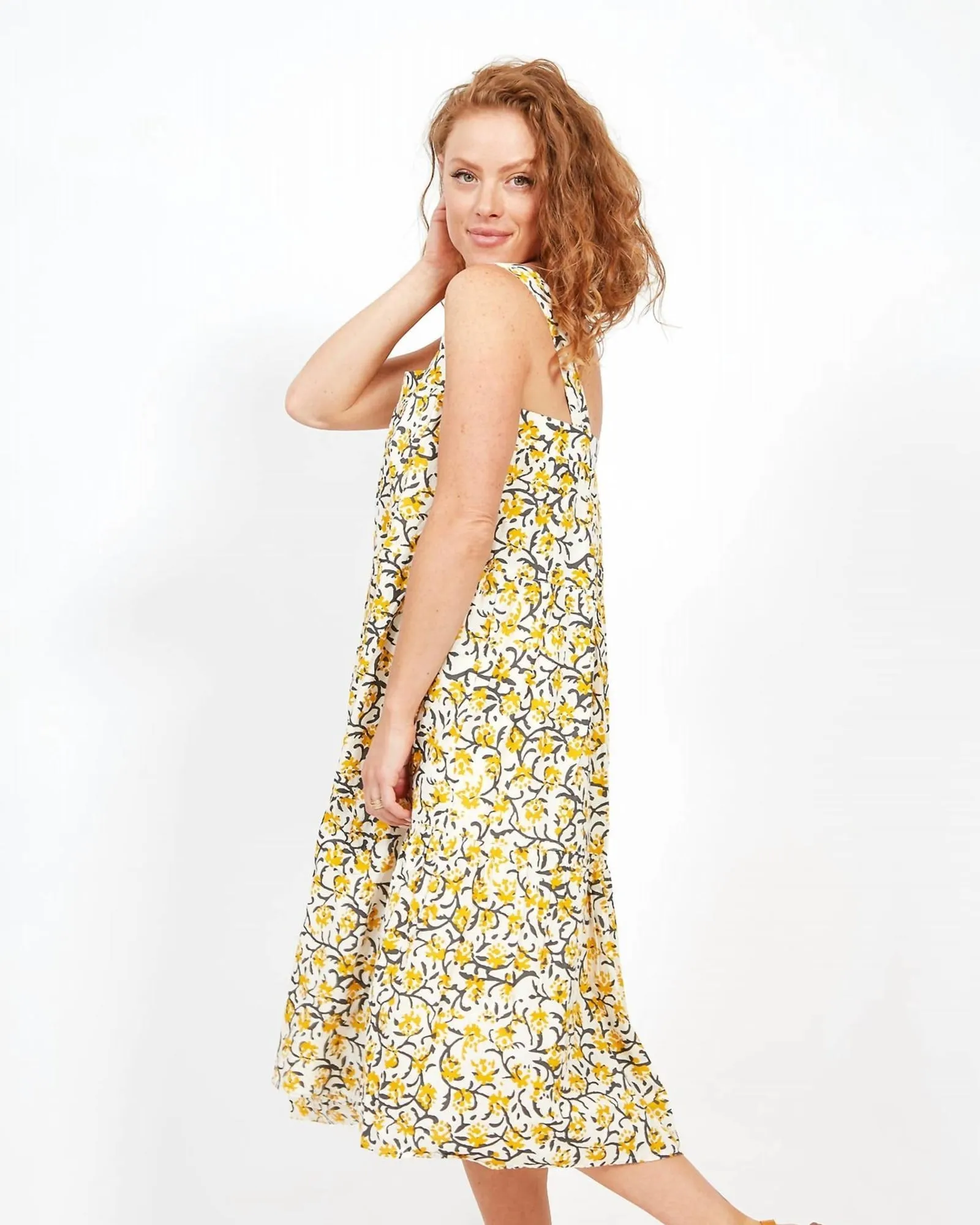 Peplum Tank Dress in Yellow Multi | Yellow Multi