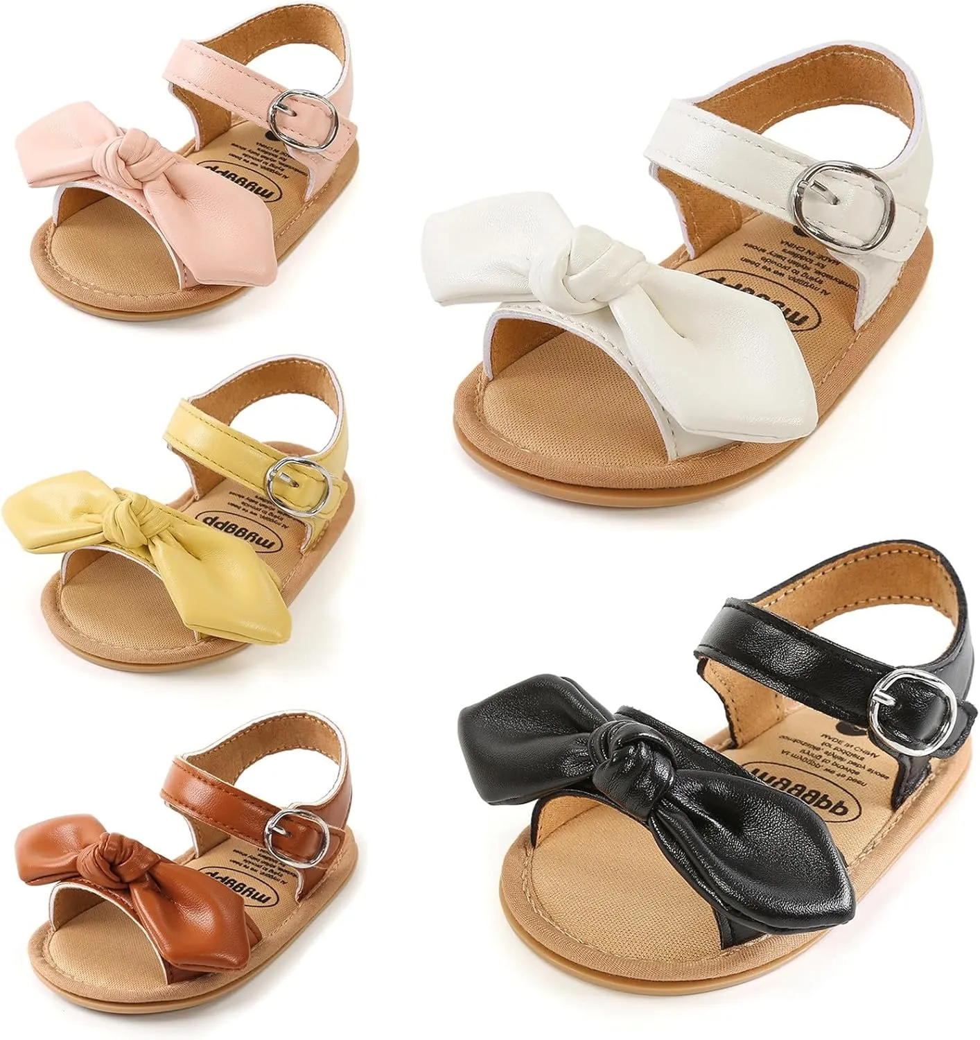 Prewalkers Baby Girl Bowknot Sandals Summer Outdoor First Walking Flats Shoes Infant Open Toe Ankle Strap Sandals