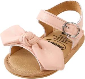 Prewalkers Baby Girl Bowknot Sandals Summer Outdoor First Walking Flats Shoes Infant Open Toe Ankle Strap Sandals