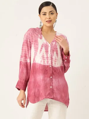 Rayon Tie Dye Pink Slub Shirt