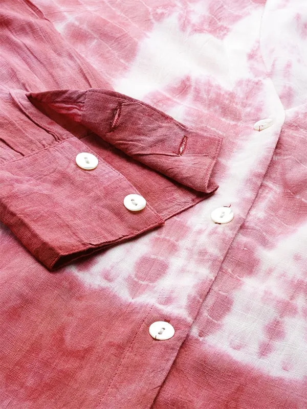 Rayon Tie Dye Pink Slub Shirt