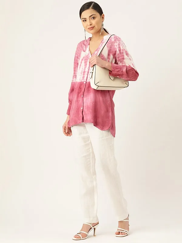 Rayon Tie Dye Pink Slub Shirt