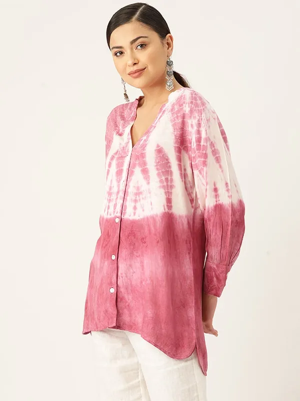 Rayon Tie Dye Pink Slub Shirt