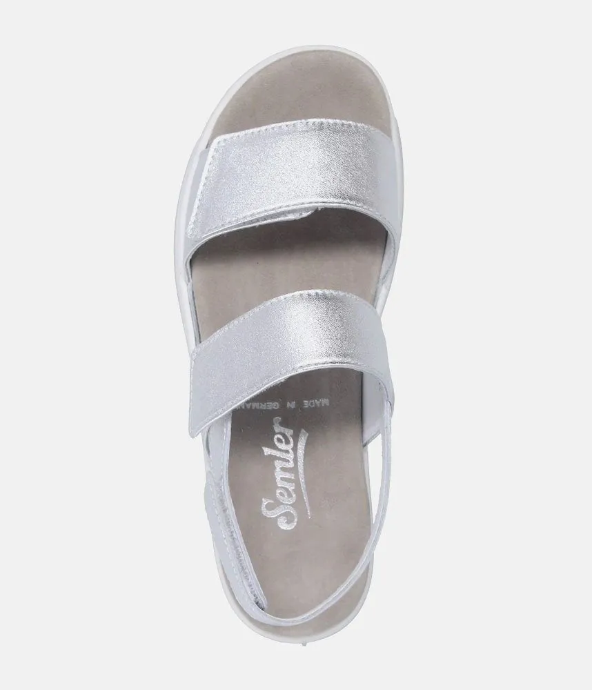 Semler Fashionable Quilted Metallic Silver Wedge Sandals