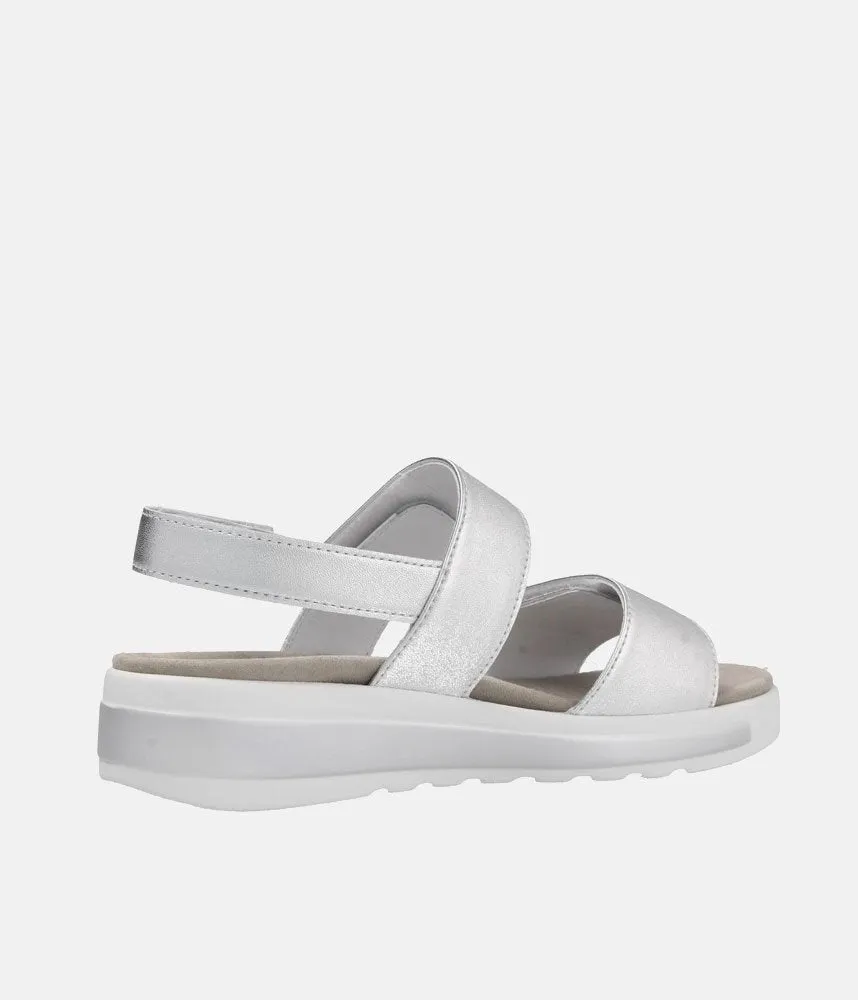 Semler Fashionable Quilted Metallic Silver Wedge Sandals