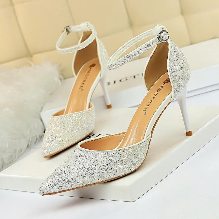 Sexy Metallic Stiletto Sparkling Sequins Sandals