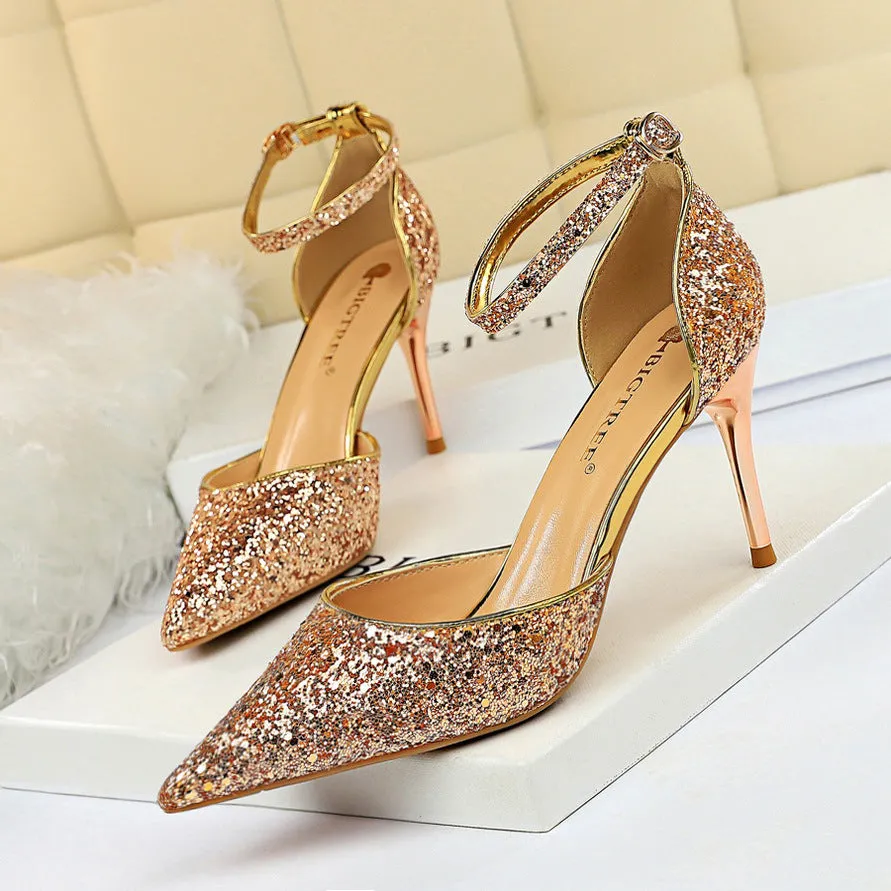Sexy Metallic Stiletto Sparkling Sequins Sandals