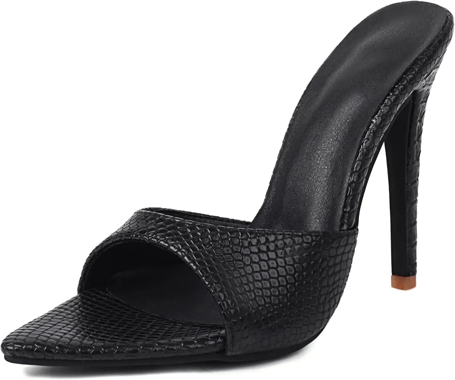 Slip On Heels for Women Pointed Toe Stiletto High Heel Mules Open Peep Toe Sexy Dress Heeled Sandals