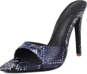 Slip On Heels for Women Pointed Toe Stiletto High Heel Mules Open Peep Toe Sexy Dress Heeled Sandals