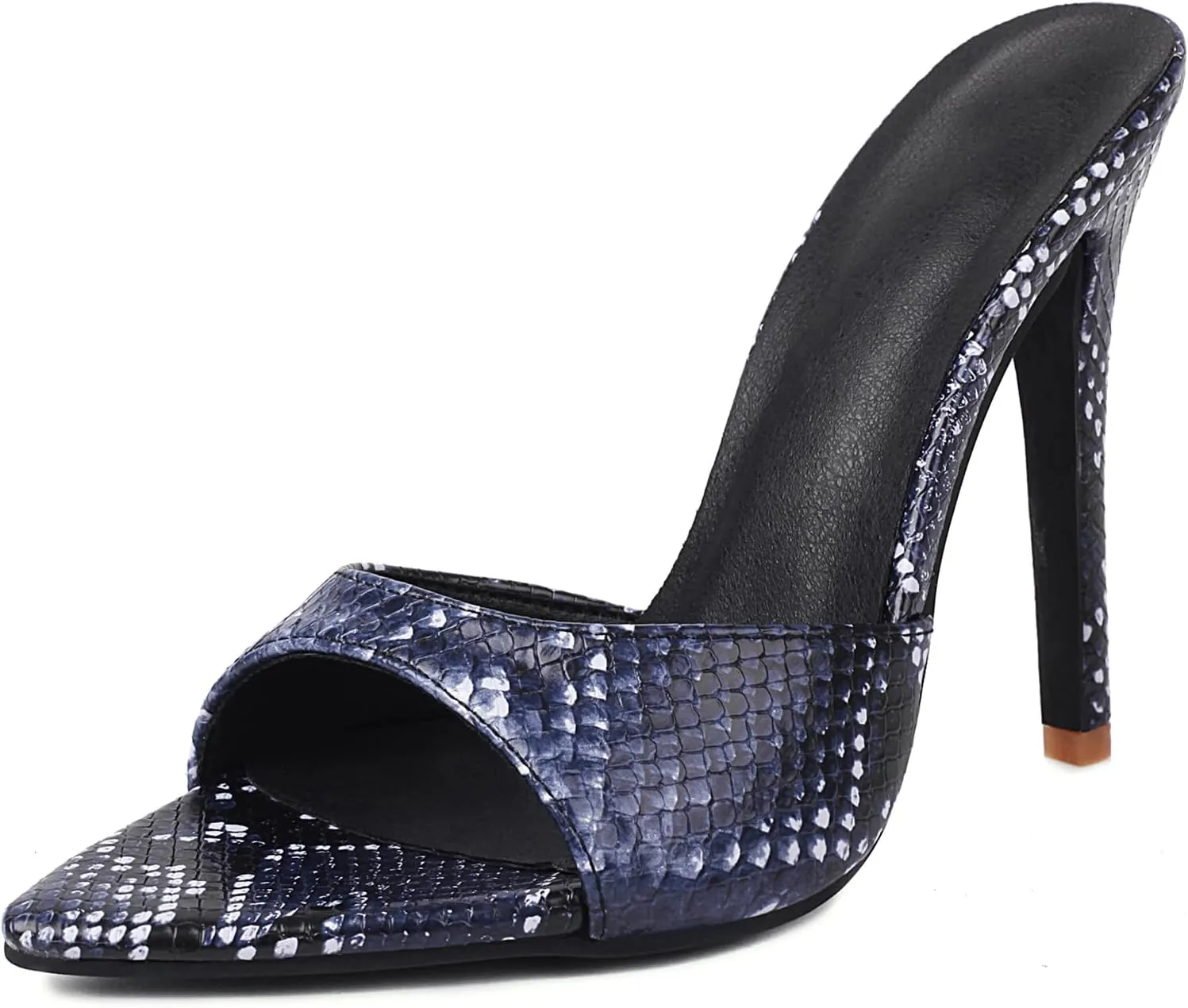 Slip On Heels for Women Pointed Toe Stiletto High Heel Mules Open Peep Toe Sexy Dress Heeled Sandals