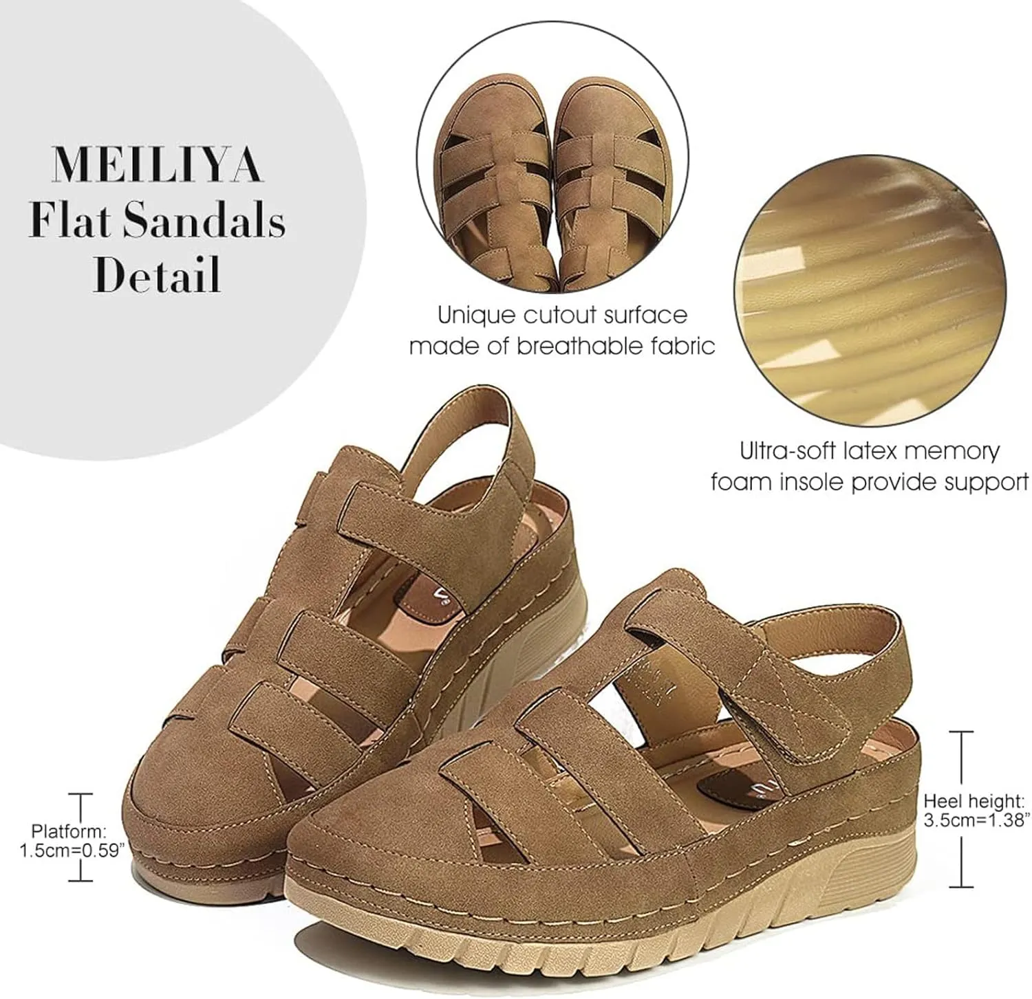 SOLPNOW Women's Closed Toe Wedge Roman Sandals,Hollow Out Breathable Gladiator Sandals,Fashionable Bohemian Summer Beach Sandals