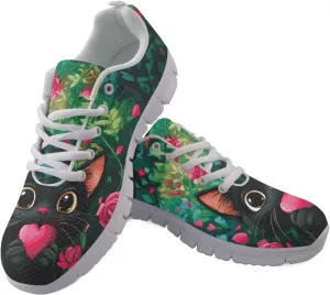 Sport Running Shoes Platform Workout Tennis Loafers for Women Comfortable Lightweight Elastic Non-Slip Shoes for Athletic Size 5-12 White Sole