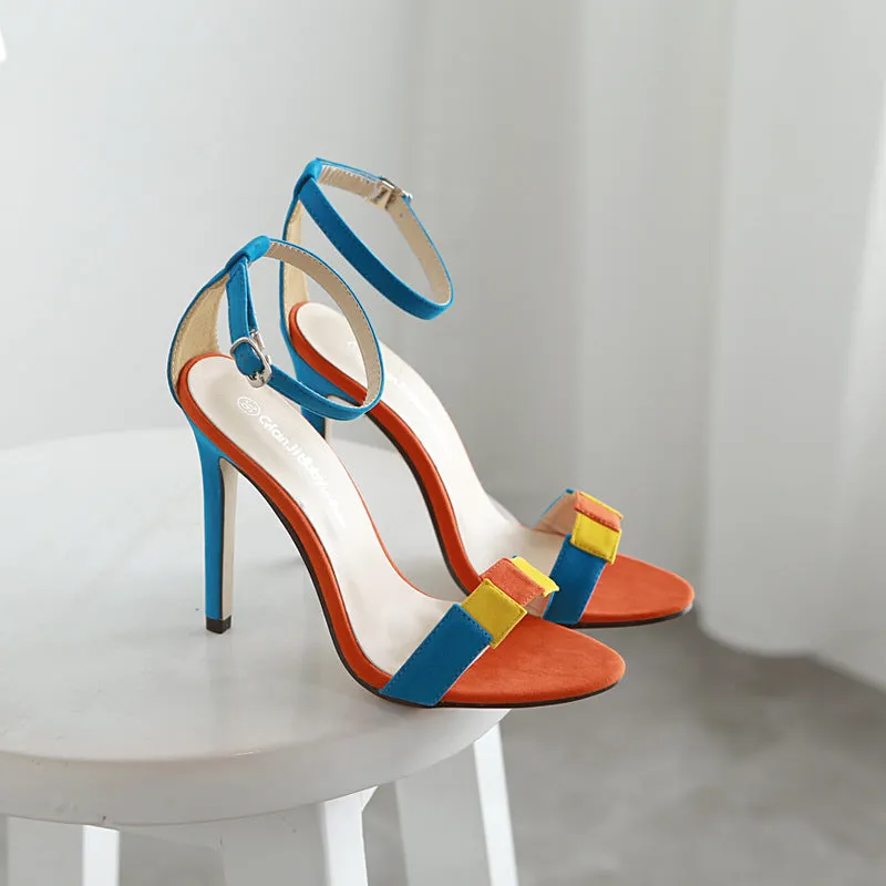 Stiletto Heel Peep-toe Ankle Strap Suede High Heel Sandals