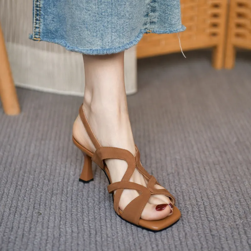 Summer Black Open Toe High Heels Sandals