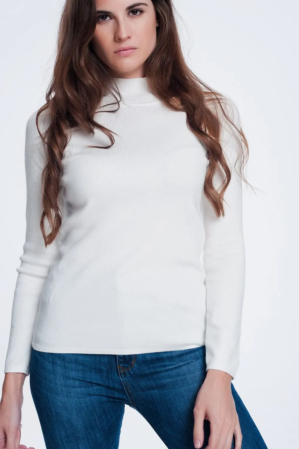 Sweatshirt With Button Detail In Cream