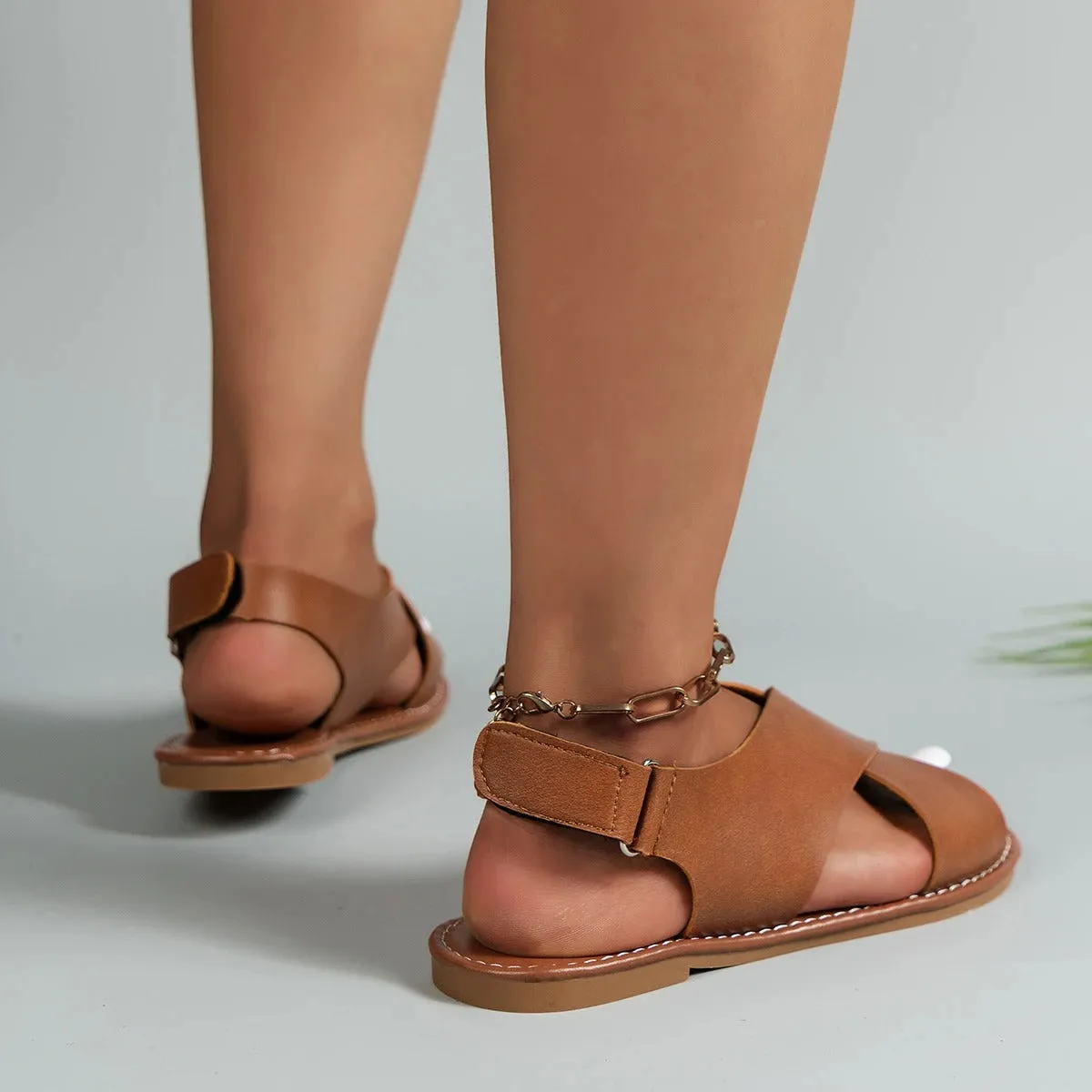 Sylis | Leather women's sandals with buckle