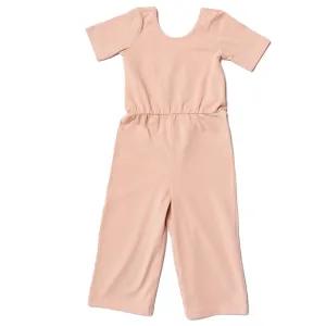 The Short Sleeve Wide Leg Jumpsuit in Dusty Rose