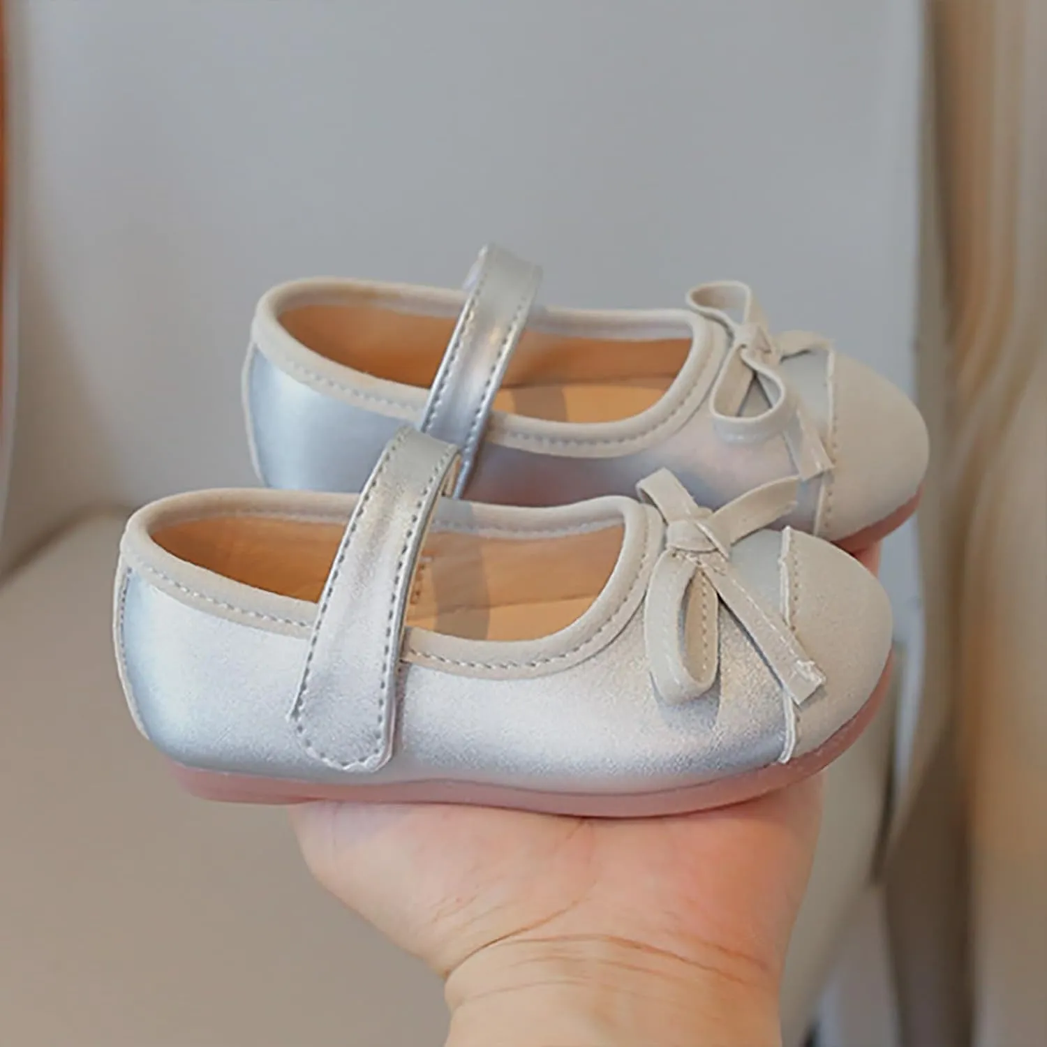 Toddler Baby Girls Mary Jane Shoes Sparkle Bow Ballerina Flats for Wedding Party Birthday Dress Shoes for Girls