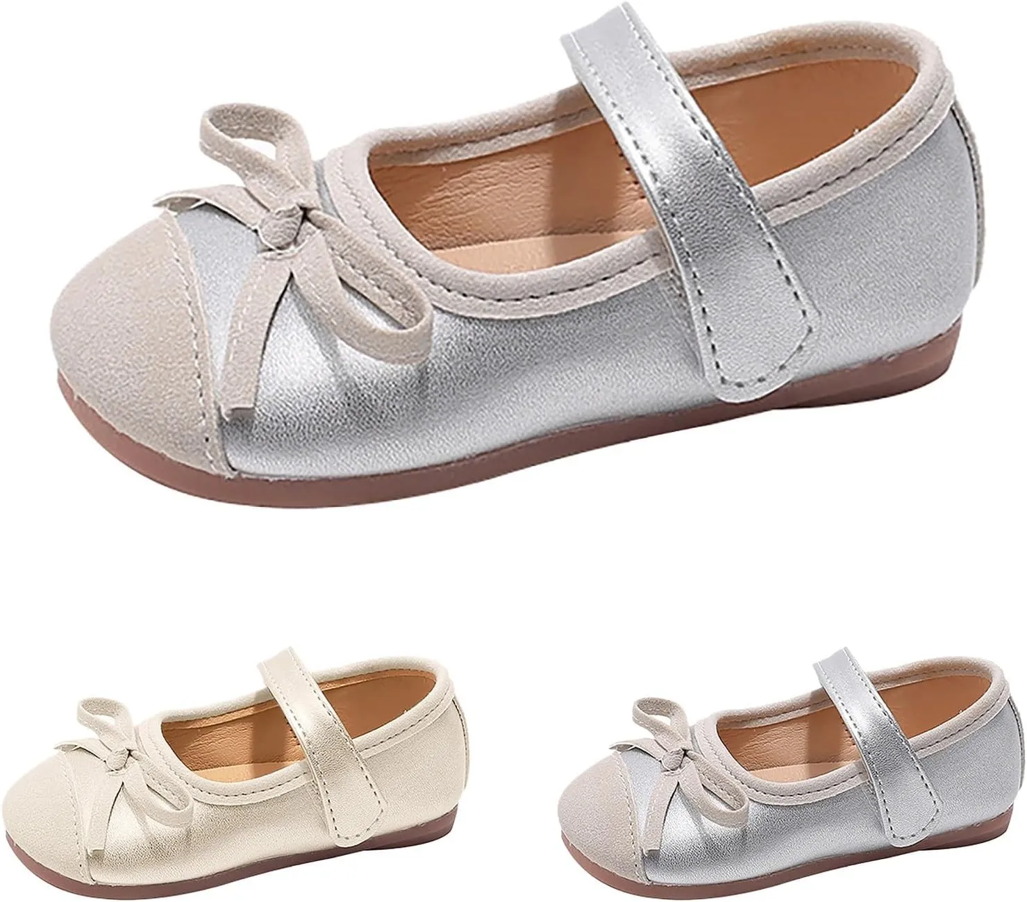 Toddler Baby Girls Mary Jane Shoes Sparkle Bow Ballerina Flats for Wedding Party Birthday Dress Shoes for Girls