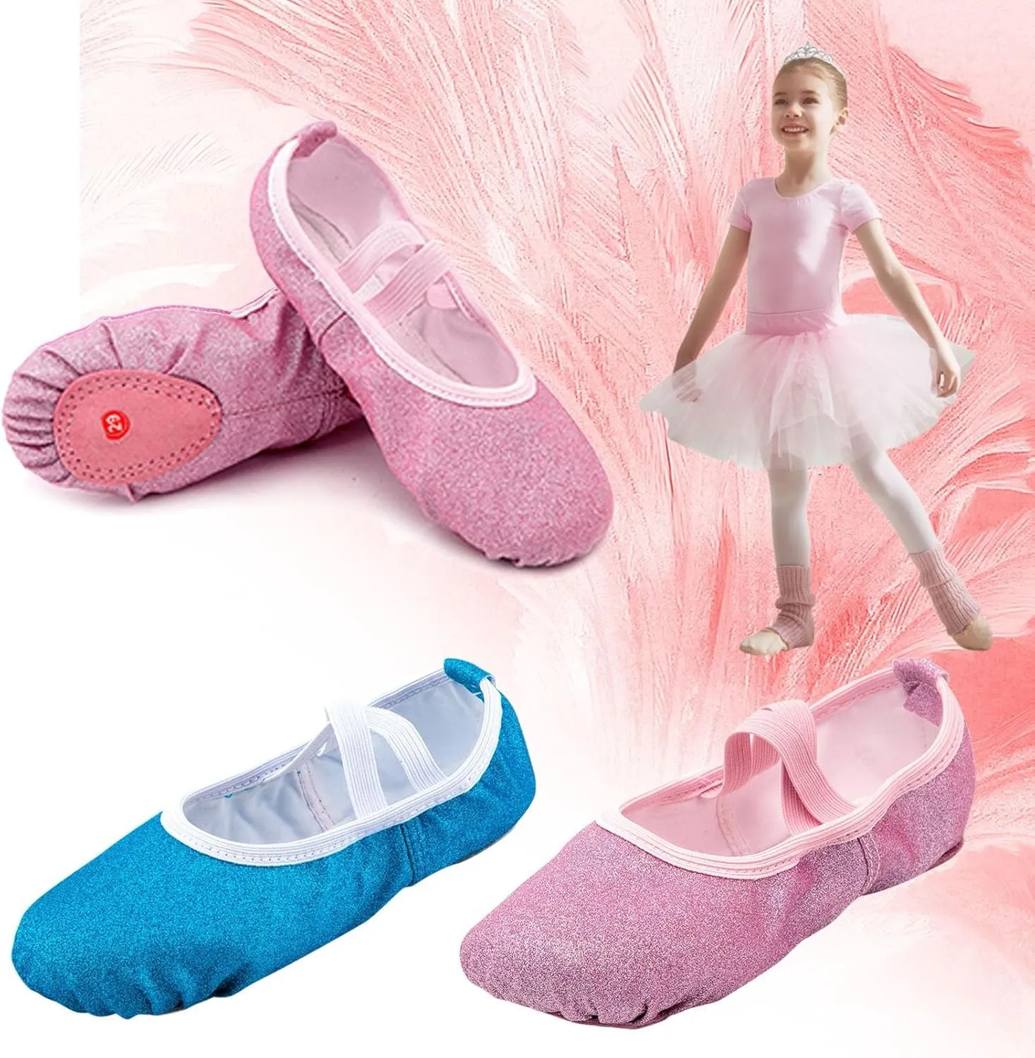 Toddler Ballet Shoes Glitter Ballet Slippers for Girls Pik Ballet Shoes Girls Canvas Ballet Shoes for Girls