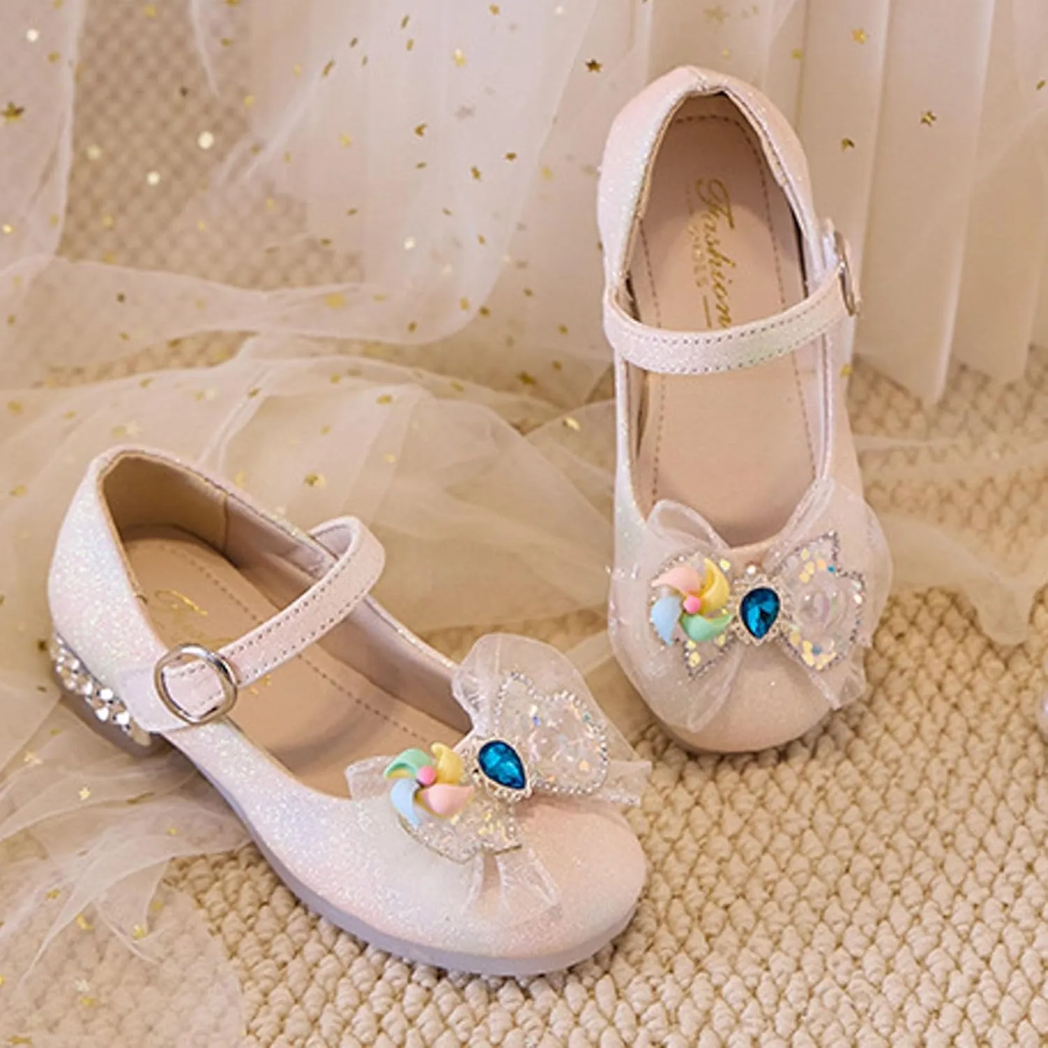 Toddler Boys Girls Double Sandals Spring And Summer Girls Crystal Shoes Fashionable Thick Heel Party Performance Dance Sandals Children's Adjustable Back Strap Water Sandal