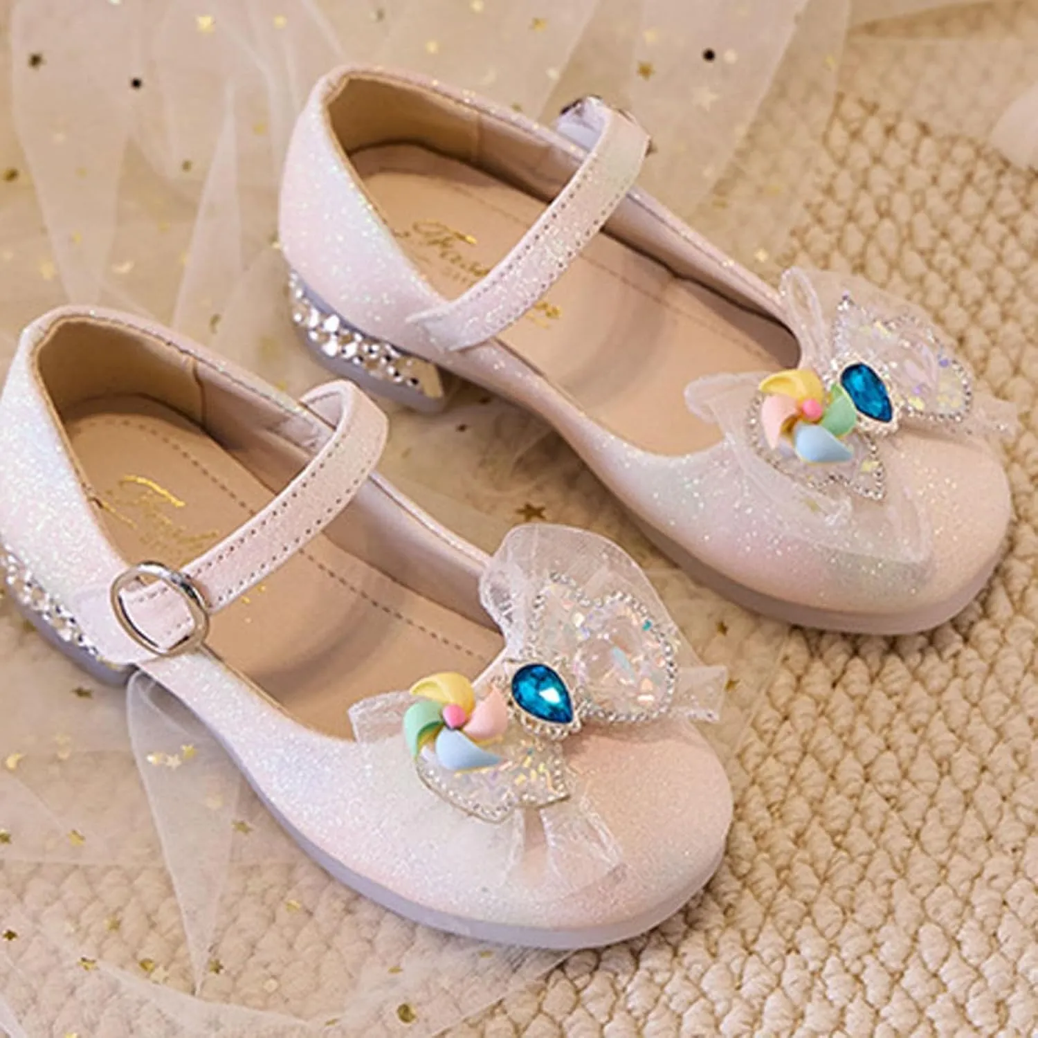 Toddler Boys Girls Double Sandals Spring And Summer Girls Crystal Shoes Fashionable Thick Heel Party Performance Dance Sandals Children's Adjustable Back Strap Water Sandal