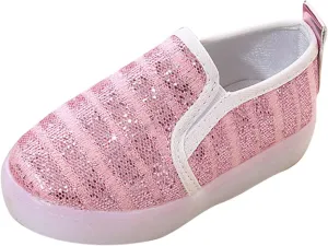 Toddler Girl Light Up Shoes Slip On Led Shoes Casual Kids Loafers Non-Slip Mesh Lightweight Casual Sneaker
