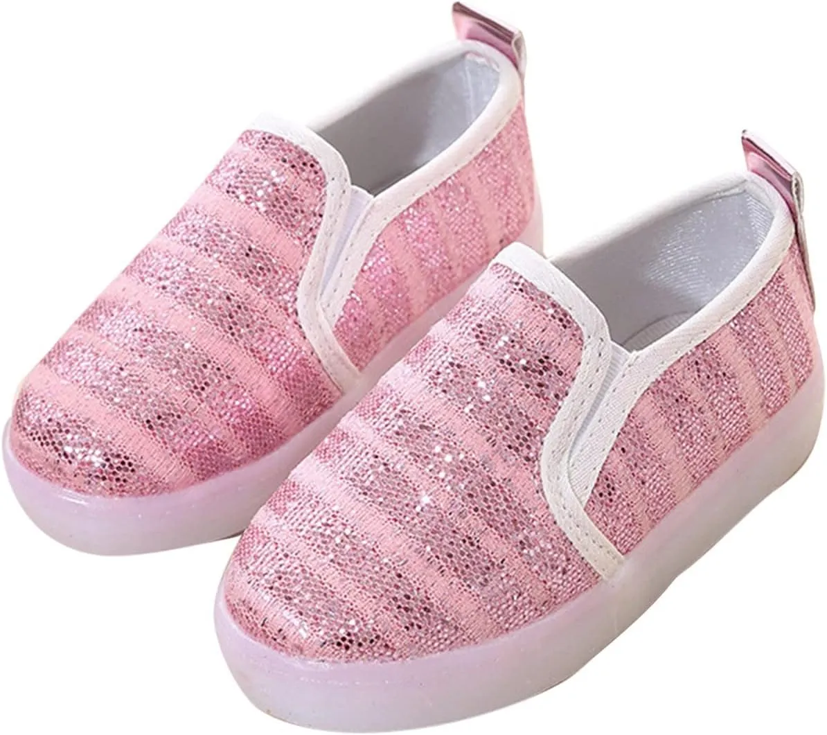 Toddler Girl Light Up Shoes Slip On Led Shoes Casual Kids Loafers Non-Slip Mesh Lightweight Casual Sneaker