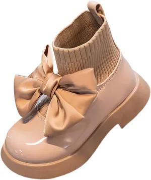 Toddler Girls Mary Jane Flat Ankle Boots Socks Shoes Fashion Sweet Chunky Leather Dress Shoes for Little/Big Kids