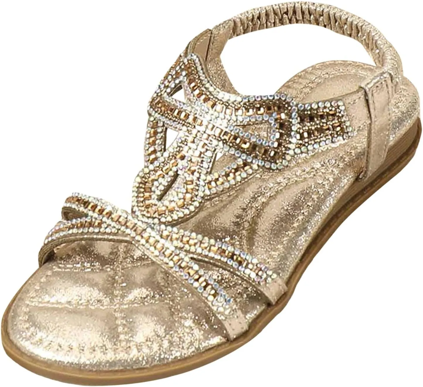 Toddler Girls Sandals Fancy Sequins Rhinestones Open Toe Sandals Formal Princess Shoes Fashion Flat Sandal for Little/Big Kid