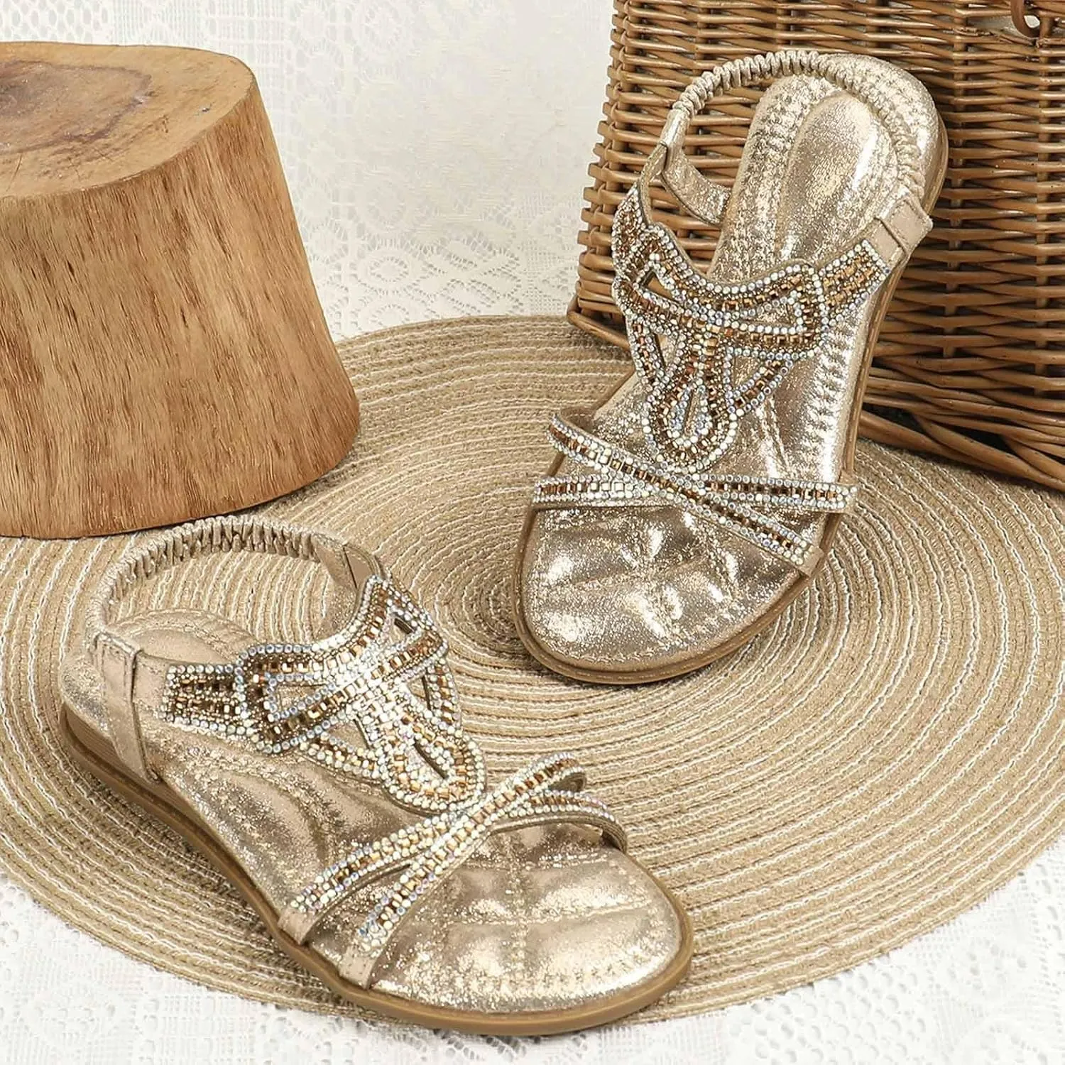 Toddler Girls Sandals Fancy Sequins Rhinestones Open Toe Sandals Formal Princess Shoes Fashion Flat Sandal for Little/Big Kid