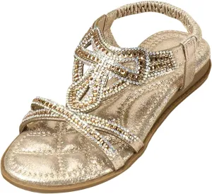 Toddler Girls Sandals Fancy Sequins Rhinestones Open Toe Sandals Formal Princess Shoes Fashion Flat Sandal for Little/Big Kid