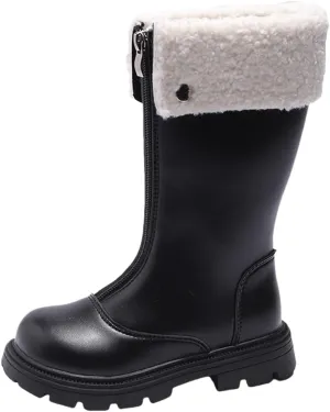 Toddler Girls Winter Boots Kids Fashion Fleece Fr Lined Anti Slip Lightweight Thicken Warm Long Snow Boots