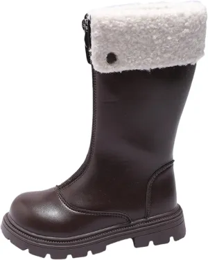 Toddler Girls Winter Boots Kids Fashion Fleece Fr Lined Anti Slip Lightweight Thicken Warm Long Snow Boots