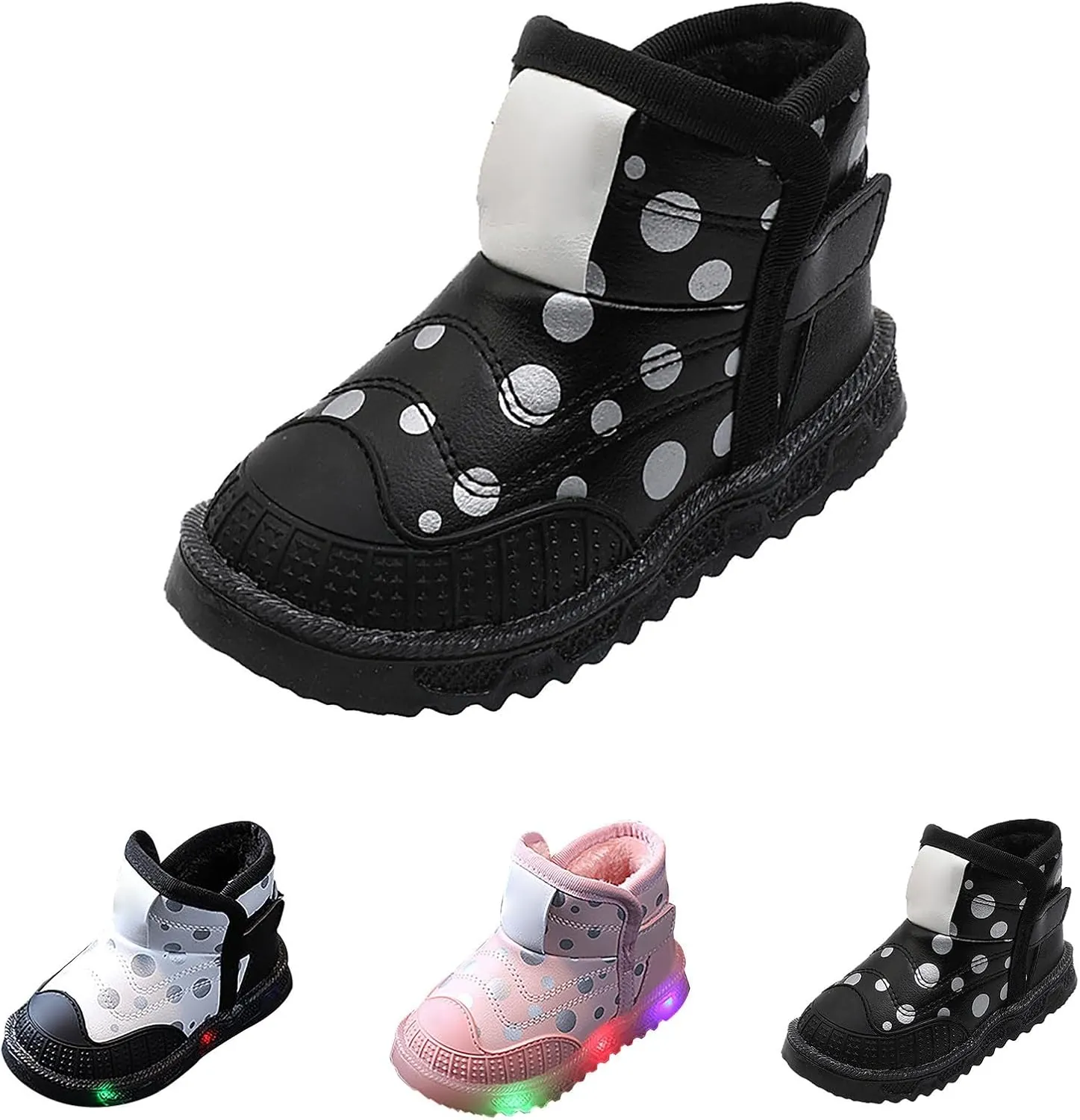 Toddler Light Up Shoes Non-Slip aterproof Slip On Winter Boots Wide Toe Box Warm Snow Boots Led Casual Sneaker