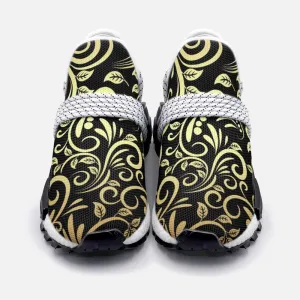 Vector golden floral seamless pattern Unisex Lightweight Custom shoes