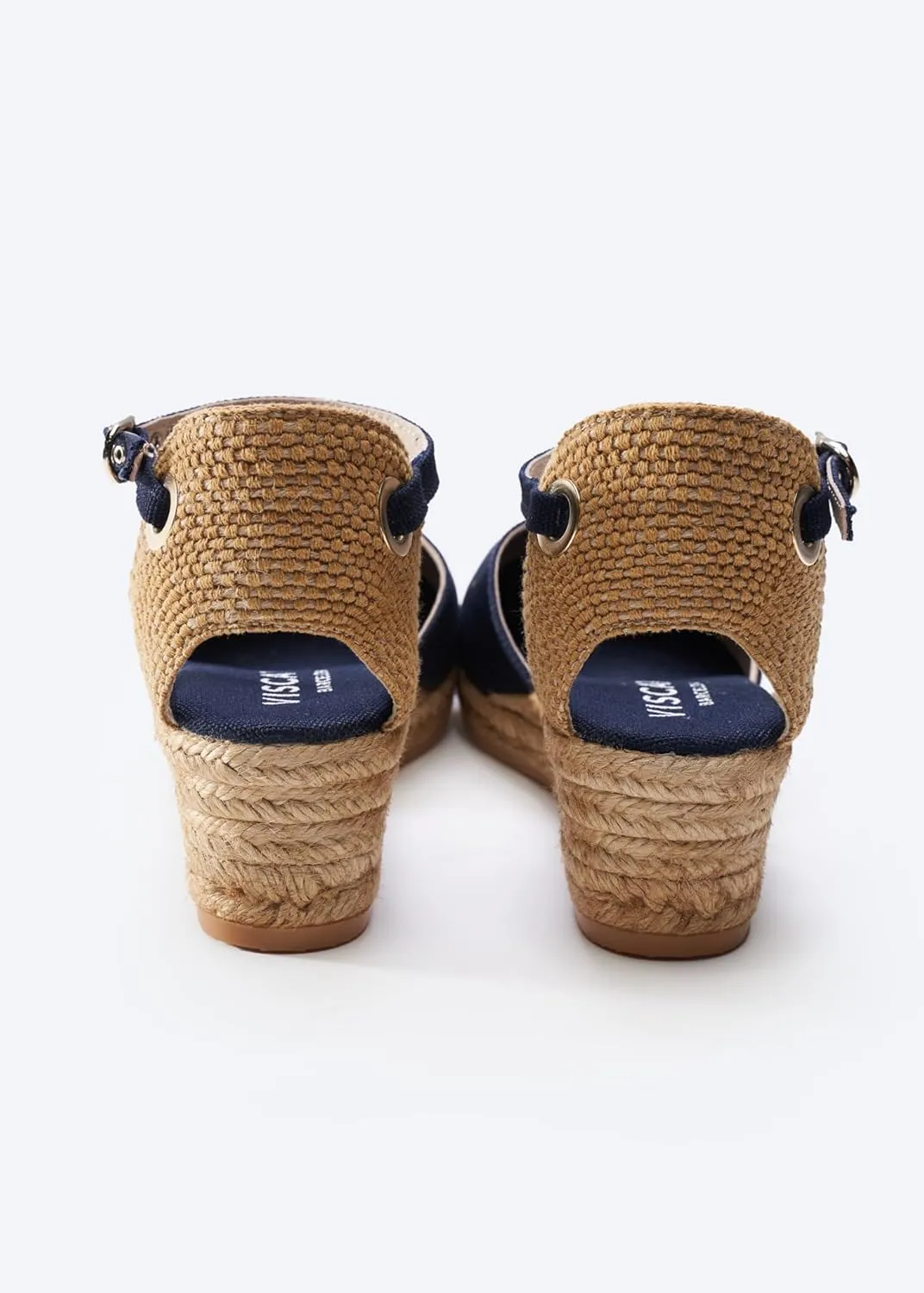 Viscata Pubol Espadrille Canvas Low Wedges with Ankle Strap Spain Handmade 2 Heel Women's Sandals with Breathable Organic Cotton Canvas and 100% Natural Jute for all Occasions: Casual, Work, Party