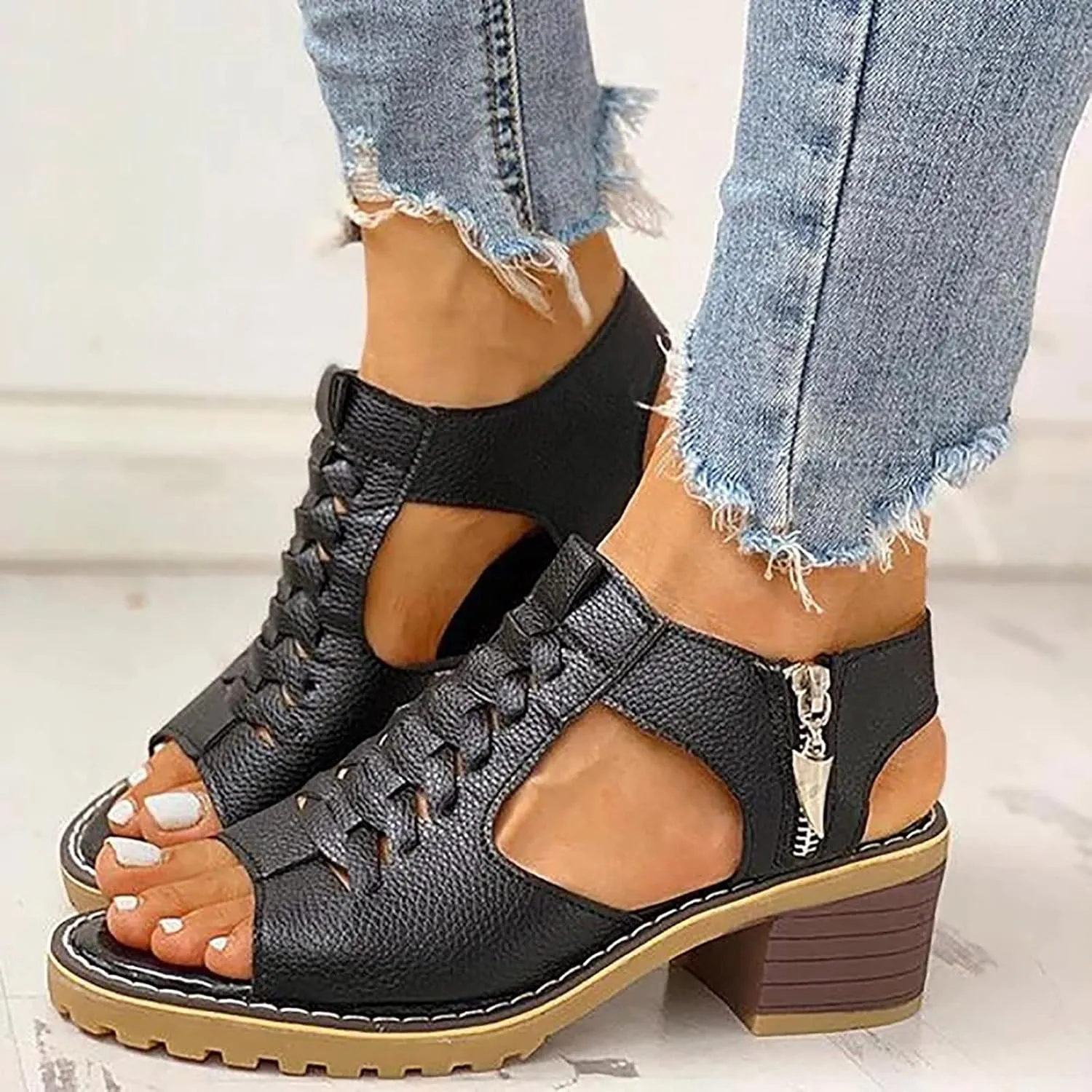 Wedge Sandals for Women Summer Boho Beach Sandal Dressy Open Toe Platform Sandals Anti-Slip High Heels Wedge Sandal Retro Fish Mouth Casual Outdoors Shoes