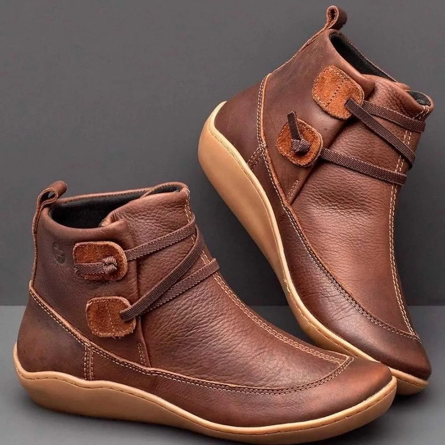 Women's Ankle Boots & Booties Wide Ankle Booties for Women Short Boots for Women Low Heel Hiking Boot Laces Men Cozy Warm Lightweight Slip on Pointed Toe Leather Casual