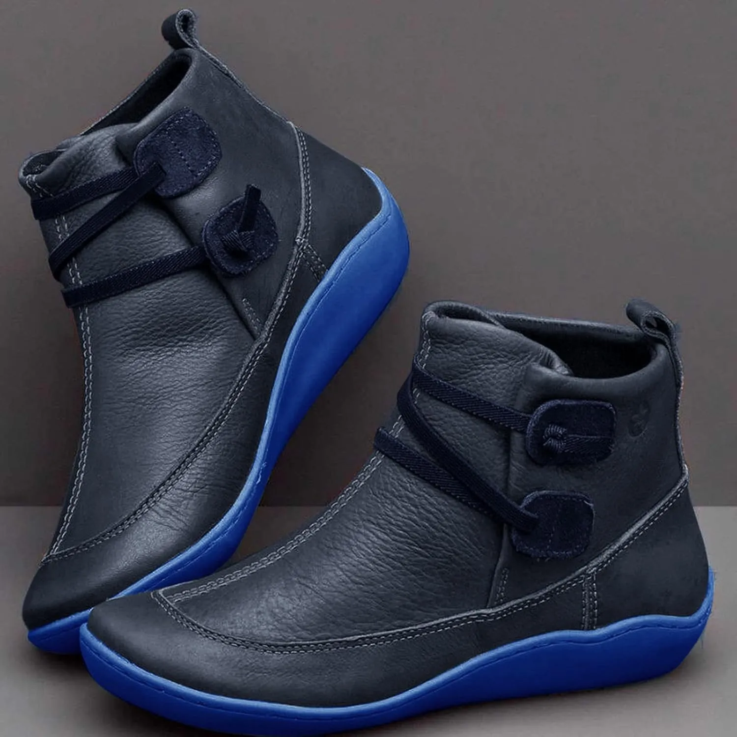 Women's Ankle Boots & Booties Wide Ankle Booties for Women Short Boots for Women Low Heel Hiking Boot Laces Men Cozy Warm Lightweight Slip on Pointed Toe Leather Casual