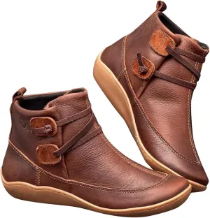 Women's Ankle Boots & Booties Wide Ankle Booties for Women Short Boots for Women Low Heel Hiking Boot Laces Men Cozy Warm Lightweight Slip on Pointed Toe Leather Casual