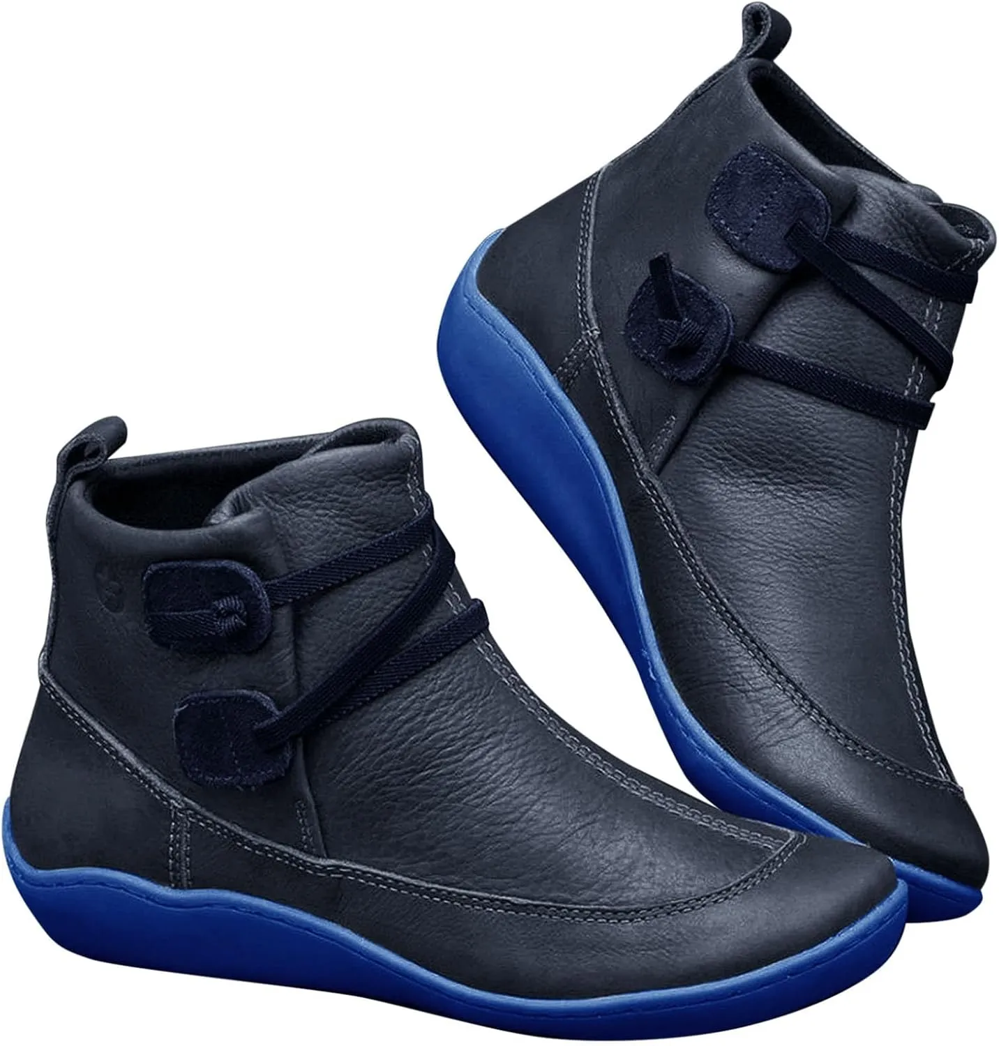 Women's Ankle Boots & Booties Wide Ankle Booties for Women Short Boots for Women Low Heel Hiking Boot Laces Men Cozy Warm Lightweight Slip on Pointed Toe Leather Casual