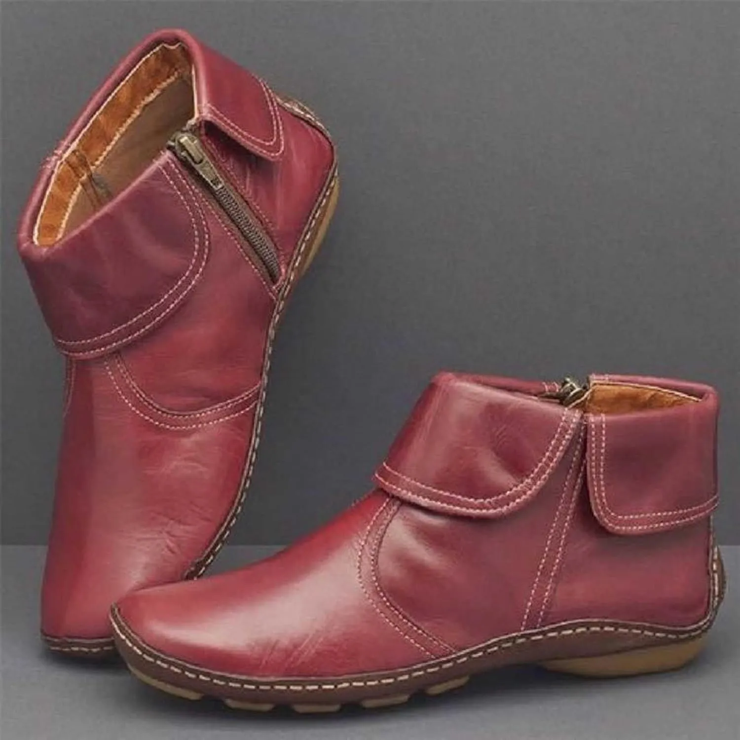 Womens Boots Ankle Brown Booties with Heel Steel Toe Boots for Women Boot Shoes for Women Cozy Warm Lightweight Cut Out Chunky Stacked Heel Slip on