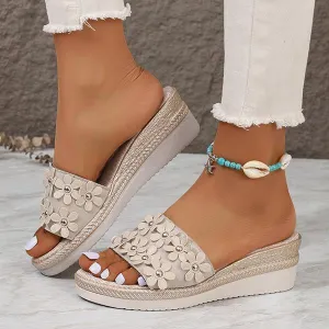 Women's Fashionable Flower Wedge Slippers 72329946S
