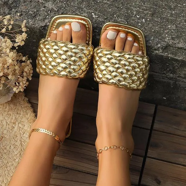 Women's Fashionable Woven Strap Flat Slippers 28272953S