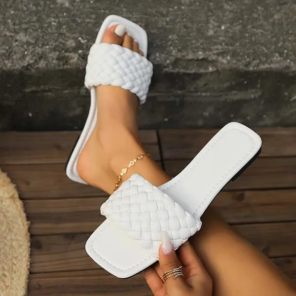 Women's Fashionable Woven Strap Flat Slippers 28272953S