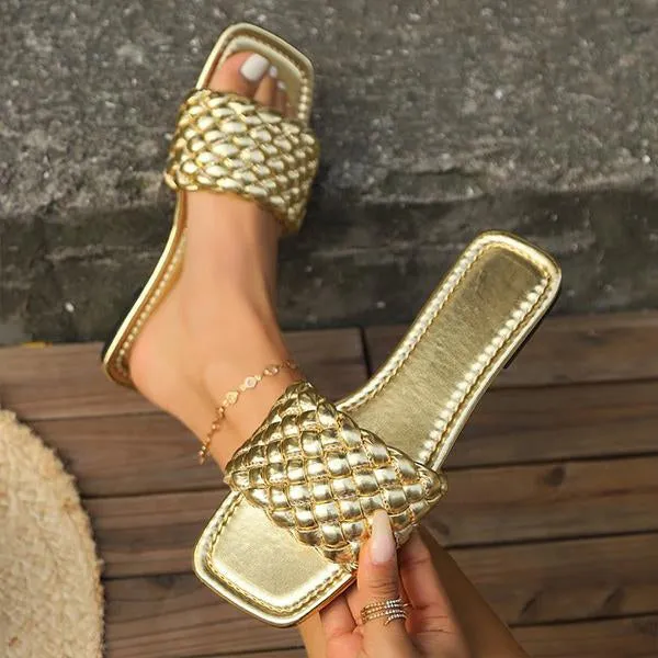 Women's Fashionable Woven Strap Flat Slippers 28272953S