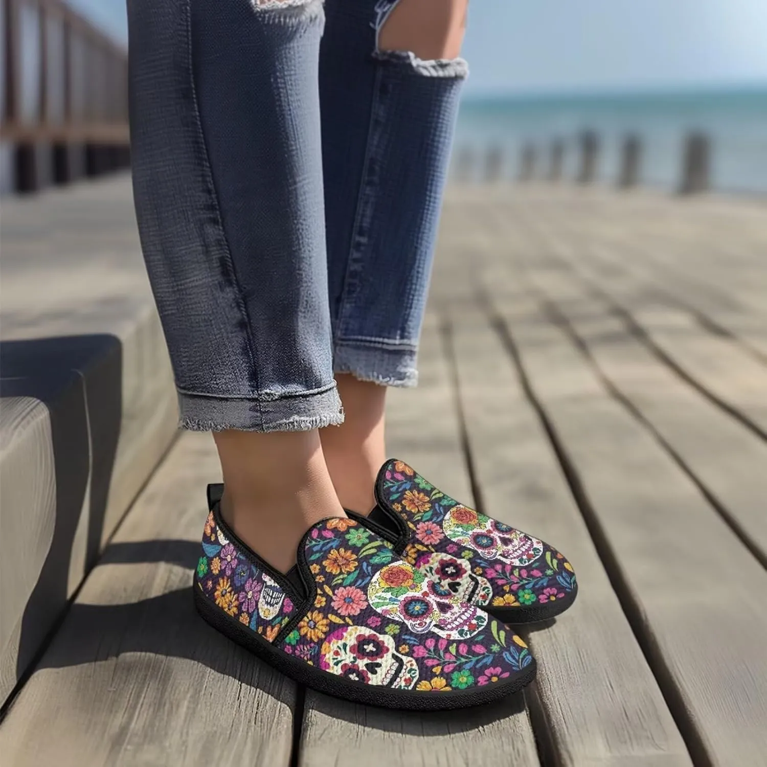 Women's Mesh Flats Shoes Breathable Low Top Slip On Sneakers Fashion Comfort Ladies Walking Travel Loafers