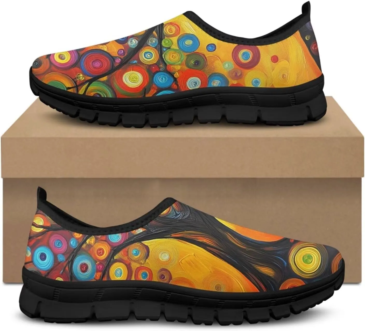 Women's Mesh Shoes Cat Print Non-Slip Athletic Sport Sneakers Soft Running Sneakers Cozy Breathable Walking Loafers for Outdoor